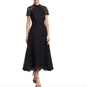 ML Monique Lhuillier Lace Short-Sleeve A-Line Midi Dress - all offers considered